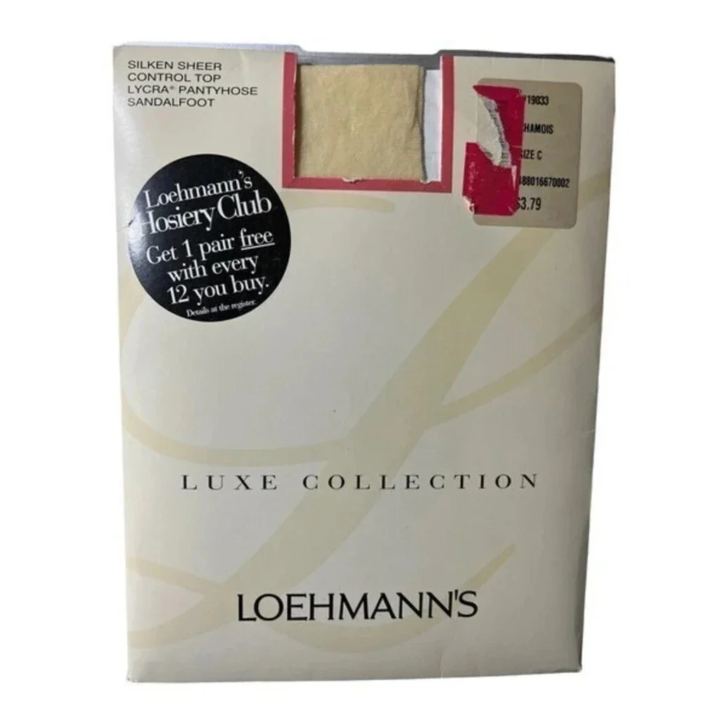 Loehmanns Silken Sheer Control Top Lycra Pantyhose 19033 Luxe Chamois Size C New